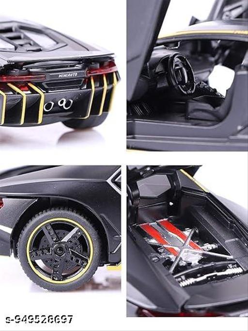 Lamborghini Black Sports Car Toy 1:32 Scale Metal Model with Pull Back Drive & Sound Light【Black】 - WYNAMIX store