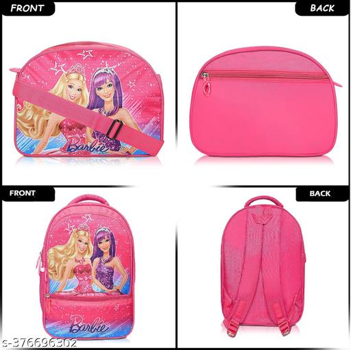 Stylbase Barbie Kids School Bags With Lunch Bag Combo Cartoon Printed Waterproof Backpack Bag With tiffin bag Ideal For Kids Bag Nursery 1st class Age 5-7 Years 15 inches   - WYNAMIX store