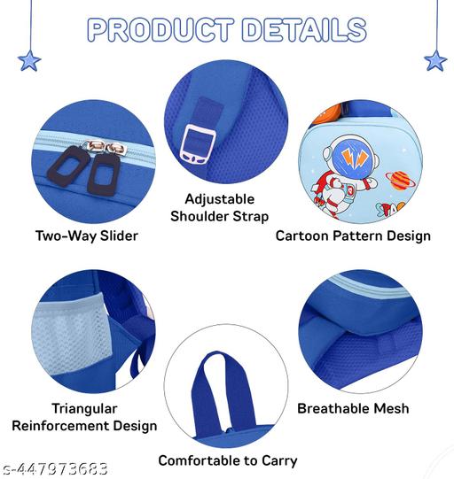Kids Backpack, Astronaut Design, Waterproof, Ultra-light School Bag with Coin Purse for Preschool and Kindergarten Students (Royal Blue) - WYNAMIX store