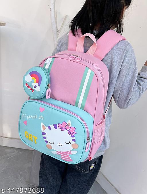 Kids Backpack, Kitten Design, Waterproof, Ultra-light School Bag with Coin Purse for Preschool and Kindergarten Students (Bright Pink) - WYNAMIX store