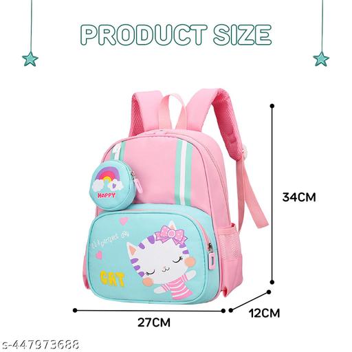 Kids Backpack, Kitten Design, Waterproof, Ultra-light School Bag with Coin Purse for Preschool and Kindergarten Students (Bright Pink) - WYNAMIX store