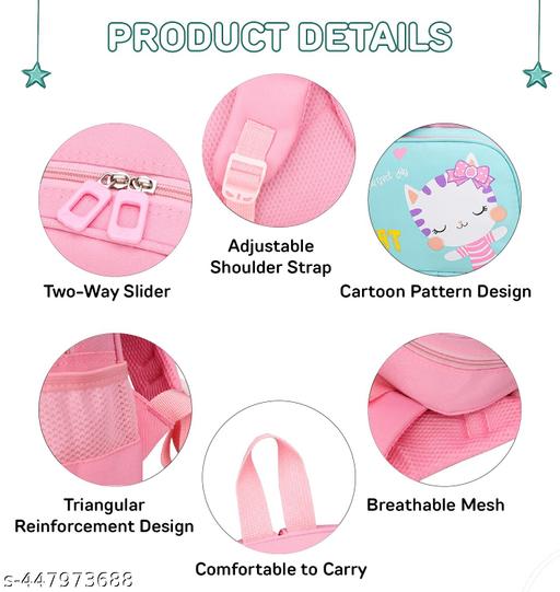 Kids Backpack, Kitten Design, Waterproof, Ultra-light School Bag with Coin Purse for Preschool and Kindergarten Students (Bright Pink) - WYNAMIX store