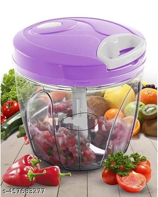 XXL 1 Liter Big Size Kitchen Dori Handy Vegetable and Fruit Manual Chopper: Effortlessly Chop Onions, Fruits, and More - 5 Stainless Steel Blades for Quick and Easy Cutting (Purple, 1000ml) - WYNAMIX store