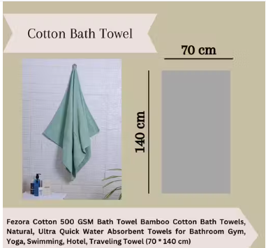 Cotton Towel for Bath Large Size-Super Soft Bathing Towel Quick Dry Super Absorbent-Textured Bath Towel for Men and Women (70 x 140 cm) Firozi - WYNAMIX store