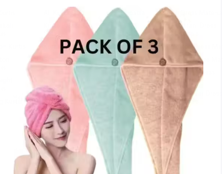 Alaukik Hair Towel Wrap Turban Microfiber, Hair Drying Towels Quick Dry Hair Hat Drying Shower Head Towels Wrapped Bath Cap Anti Frizz Hair Care Dryer Towel for Women Girl Wet/Long/Curly/Thick Hair Shower Caps heavy quality hair wrap towel (EXPORT QUALITY) (MULTICOLOR) Pack Of 3 - WYNAMIX store