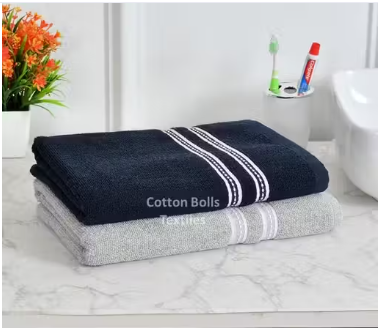 Set of 2 - Cotton Bath Towel Large Size Soft Fade Resistant 400 GSM (Brand Cotton Bolls Textiles) - WYNAMIX store