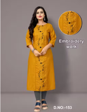 Women Cotton Blend Embroidered Plus Size Kurtis - WYNAMIX store