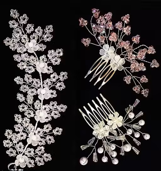 Tiara for girls and women white crystal tiara with small comb combo se Hair 2 piece comb and Tiara  Ideal for Wome - WYNAMIX store