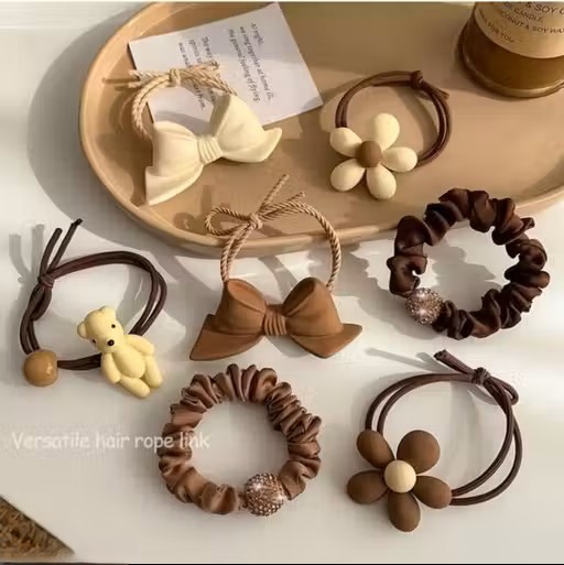 Jo Jo Enterprises Hair rubber multishape solid colour kids hair accessories Brown color - WYNAMIX store