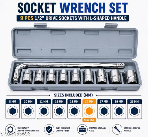 10-Pcs Socket Handle Set | Hand Tool Kit for Home DIY, Automobile & Vehicle Maintenance Repair (Pack of 1) - WYNAMIX store