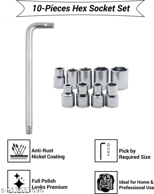 10-Pcs Socket Handle Set | Hand Tool Kit for Home DIY, Automobile & Vehicle Maintenance Repair (Pack of 1) - WYNAMIX store