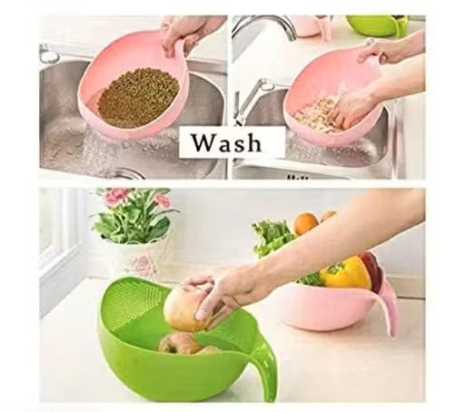 Multi-Purpose Strainer or Washer Bowl for Rice Fruits & Vegetable Rice Bowl , Rice Strainer, Bowl , Kitchen Gadget , Pack Of 2 Food Str, Vegetable Strainer , Kitchen Sieve , Washing Bowl , Unbreakable , Noodles Maker, Bowl Strainer for Rice, Fruits and Vegetables - WYNAMIX store
