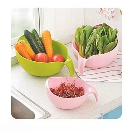 Multi-Purpose Strainer or Washer Bowl for Rice Fruits & Vegetable Rice Bowl , Rice Strainer, Bowl , Kitchen Gadget , Pack Of 2 Food Str, Vegetable Strainer , Kitchen Sieve , Washing Bowl , Unbreakable , Noodles Maker, Bowl Strainer for Rice, Fruits and Vegetables - WYNAMIX store