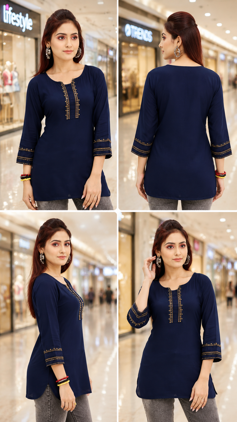 Awesome Stylish Blue Rayon Embroidery Top for Women !Rayon Embroidery Top for Women - WYNAMIX store