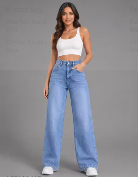 LIGHT BLUE WISHKER JEANS FOR WOMEN - WYNAMIX store