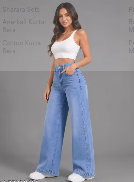 LIGHT BLUE WISHKER JEANS FOR WOMEN - WYNAMIX store