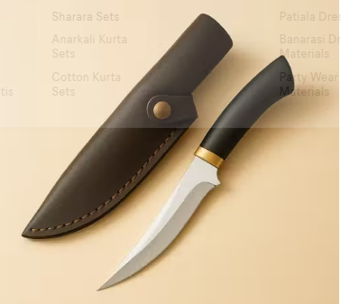 Prinzex Premium Curved Stainless Steel Curved Chef Knife with Ergonomic Non-Slip Handle, Stainless Steel Knife with Protective Leather Sheath, Multi-Purpose Kitchen Cutting, Slicing & Chopping Knife, Stainless Steel Blade for Precision Cutting, Multipurpose Blade for Vegetable, Fruits Cutting - WYNAMIX store