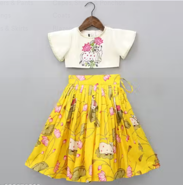 baby lehenga choli || lotus print lehenga choli || traditional wear for baby girl || festival outfit for kids || designer party wear lehenga || designer lehenga for baby girl - WYNAMIX store