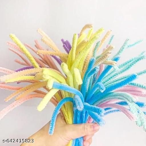 craft kebin 100 Pcs Pastel Pipe Cleaners, Fuzzy Chenille Stems, Fuzzy Sticks Pipe Cleaners Craft Supplies for DIY Arts Crafts Project - WYNAMIX store