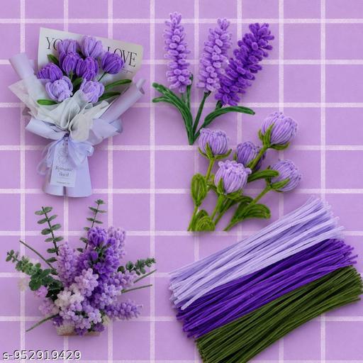 300pcs light purple dark purple and green Pipecleaner for crafts and bouquets  - WYNAMIX store