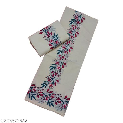 Kerala setmund | kerala traditional cotton Gada setmundu  / mundum neriyathum for women with floral printed design  - WYNAMIX store