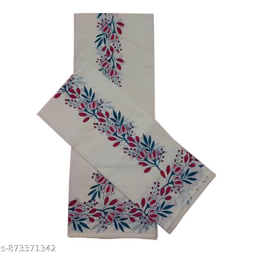 Kerala setmund | kerala traditional cotton Gada setmundu  / mundum neriyathum for women with floral printed design  - WYNAMIX store