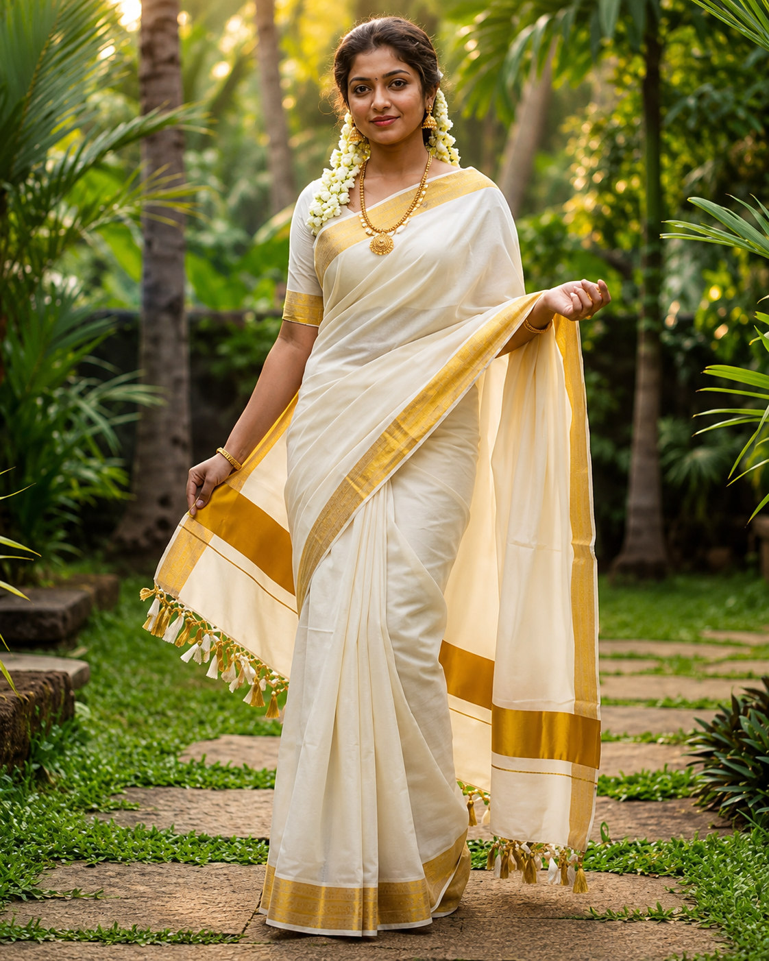 Kerala cotton Kasavu jarigai saree  - WYNAMIX store