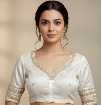 Heavy Embroidered V Neck Wedding Blouse - WYNAMIX store