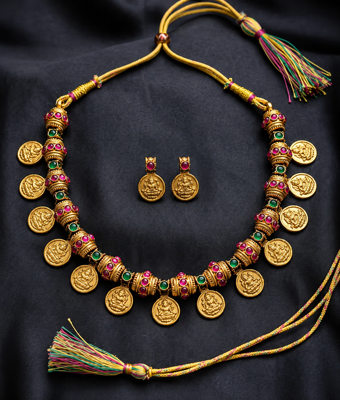 Designer Gold Plated elephant Jewellery Set for Women || Traditional Design Necklace With Earrings Set For women And Girls || Goddess lakshmi Ji Jewellery Set For Women || Diwali Gift For Women and Girls || festive Wear Jewellery Set For Women - WYNAMIX store