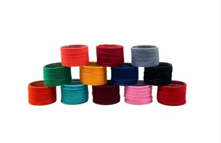  Non-Precious Metal Base Metal with Velvet worked Glossy Finished Bangle Set For Women and Girls, (MultiColour), Pack Of 144 Bangle Set - WYNAMIX store
