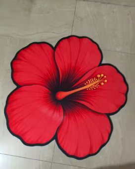 Premium Red Hibiscus Flower Shape Floor Mat | Soft Velvet Anti-Slip Door Mat | Washable Entrance Mat for Home Decor - WYNAMIX store