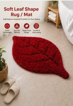 Artificial Grass Leaf Shape Door Mat | Soft Microfiber Anti-Slip Floor Mat for Home Entrance & Bathroom - WYNAMIX store