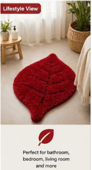 Artificial Grass Leaf Shape Door Mat | Soft Microfiber Anti-Slip Floor Mat for Home Entrance & Bathroom - WYNAMIX store