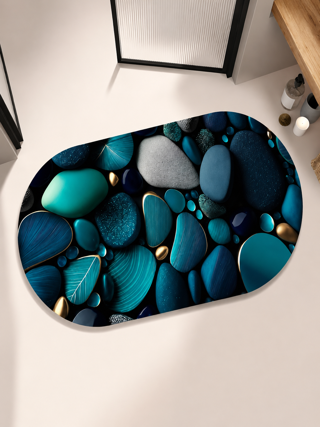 3D Bathroom mat, Door Mat, Floor Mat,Rare 3D Patterned Bath Mat, Bathroom Decor,Anti-Slip, Absorbent Bath Rug, Quick Drying, Easy Care Shower Rug, Decorate (60X40CM) - WYNAMIX store