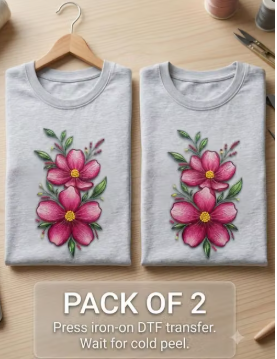 Pack of 2 DTF heat transfer stickers for saree ,kurti,t-shirt and all fabrics - WYNAMIX store