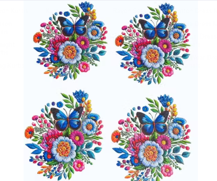 V.R LACE Embroidered Butterfly & Floral Heat Transfer Patches (Pack of 4) - WYNAMIX store