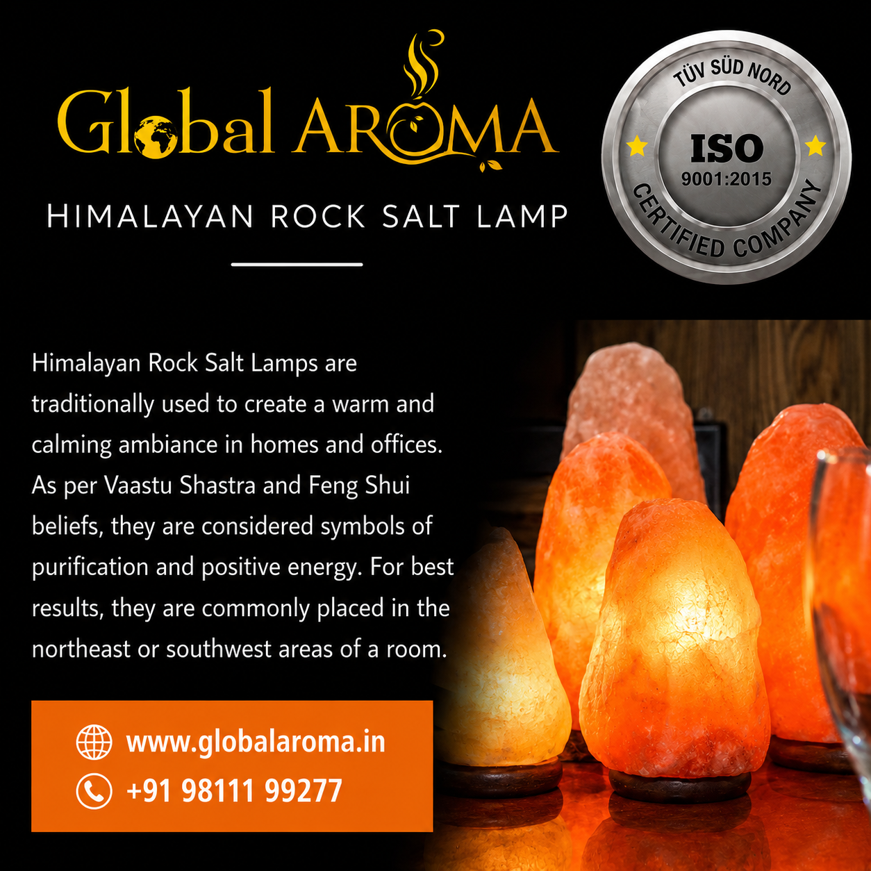 Natural Shape Rock Salt lamp on Wooden Base (2kg+ Approx) - WYNAMIX store