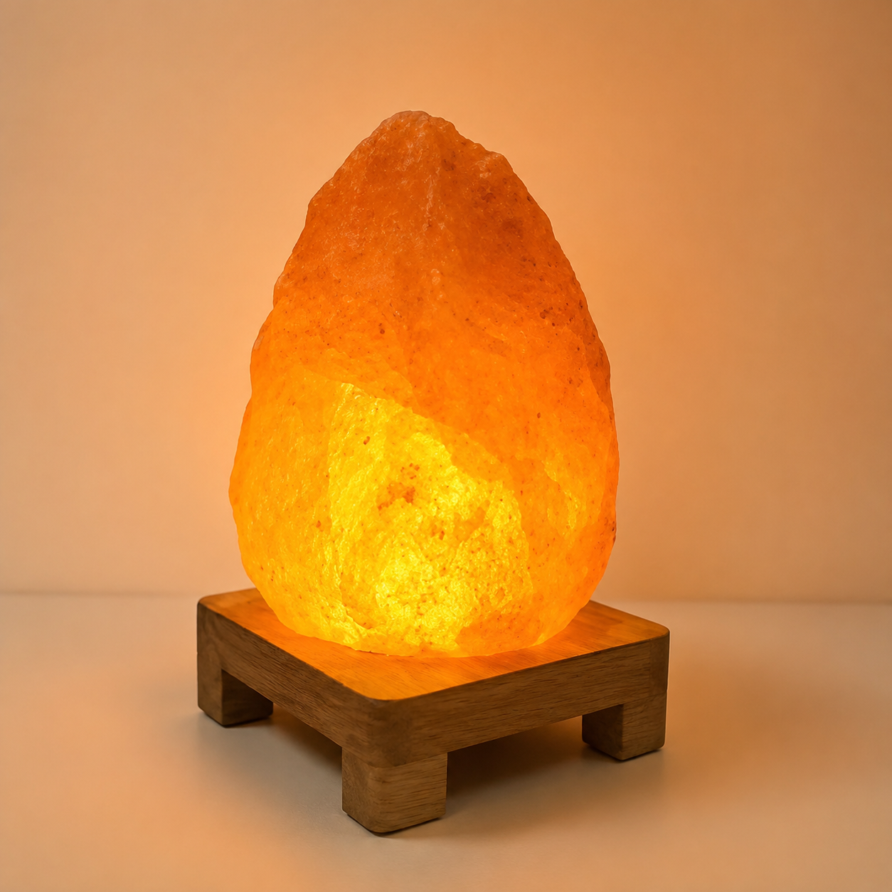 Natural Shape Rock Salt lamp on Wooden Base (2kg+ Approx) - WYNAMIX store