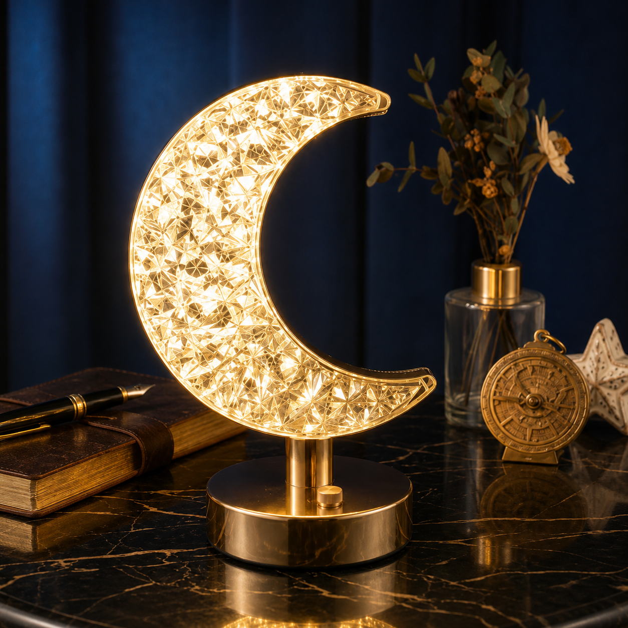 Aesthetic Moon Lamp | LED Night Light for Bedroom & Home Decor | Warm White Table Lamp | Perfect Gift Item  | Table Lamp | 3 Colours | Dimmable with Touch - WYNAMIX store