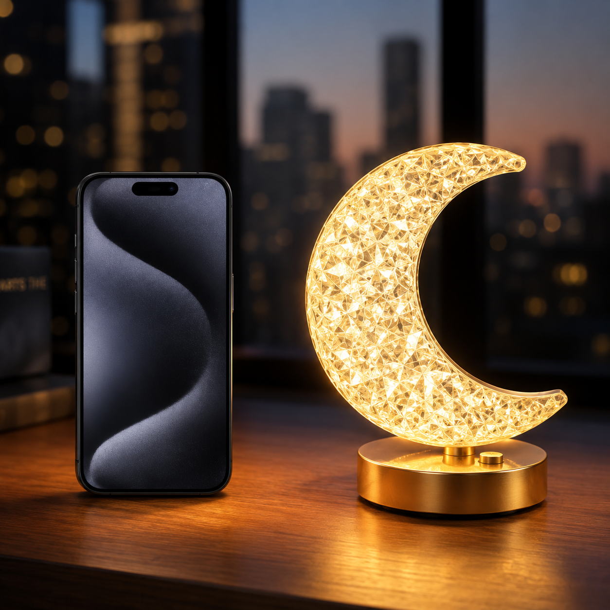 Aesthetic Moon Lamp | LED Night Light for Bedroom & Home Decor | Warm White Table Lamp | Perfect Gift Item  | Table Lamp | 3 Colours | Dimmable with Touch - WYNAMIX store