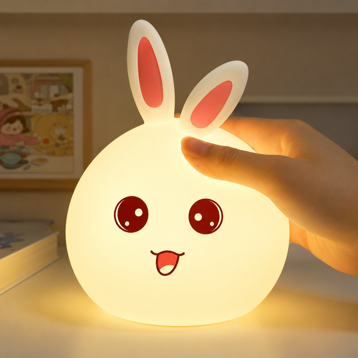 Rabbit Silicone Lamp Nursery Lamps for Room Portable LED Bunny Lamp USB Rechargeable Children Night Light - WYNAMIX store