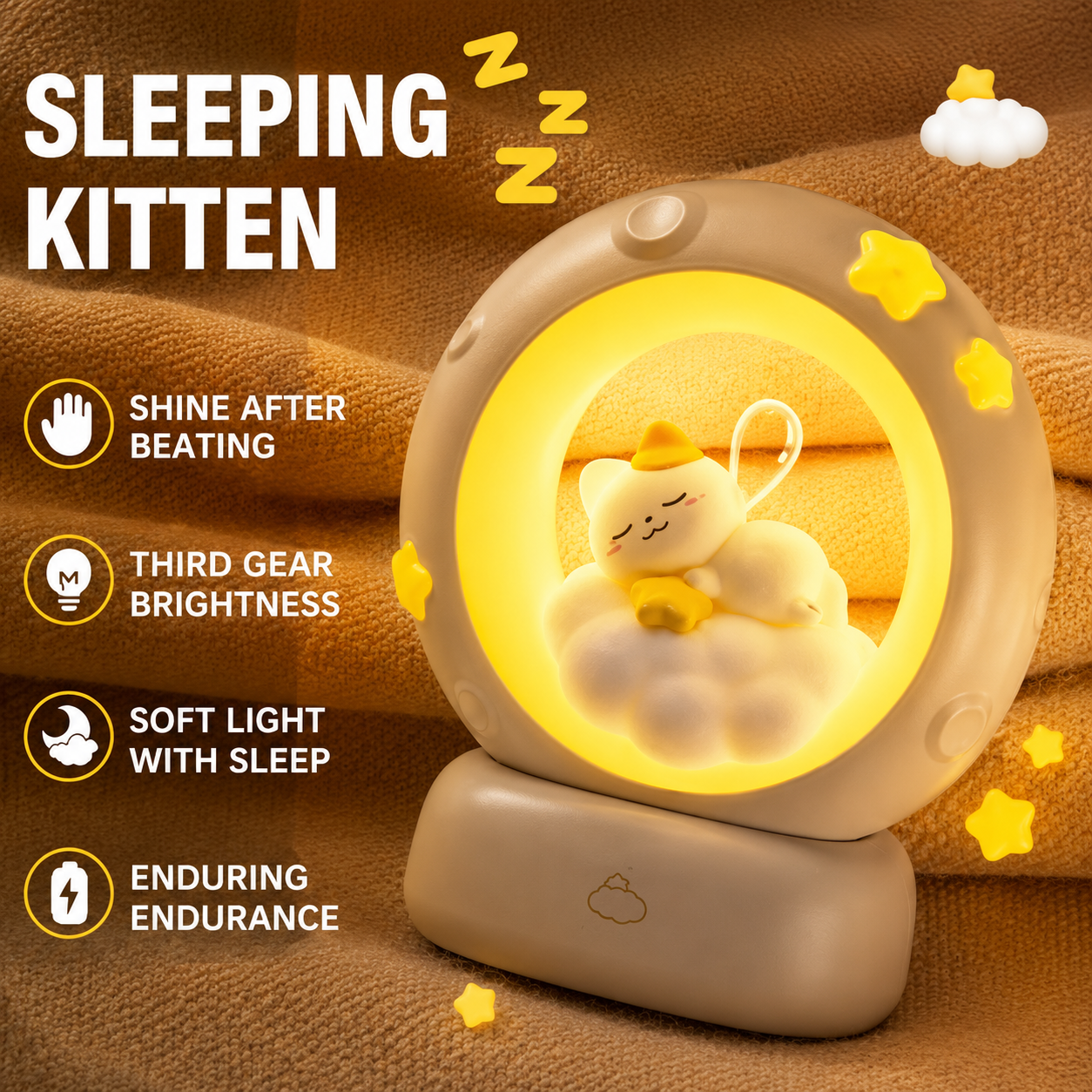 LED Night Lamp, Moon LED Night Lamp with 3 Brightness Modes & Touch Control, Night Light for Boys and Girls,Squishy Night Light for Bedroom & Kids Room,Rechargeable Kitty Lamp for Kids & Baby Bedroom. - WYNAMIX store