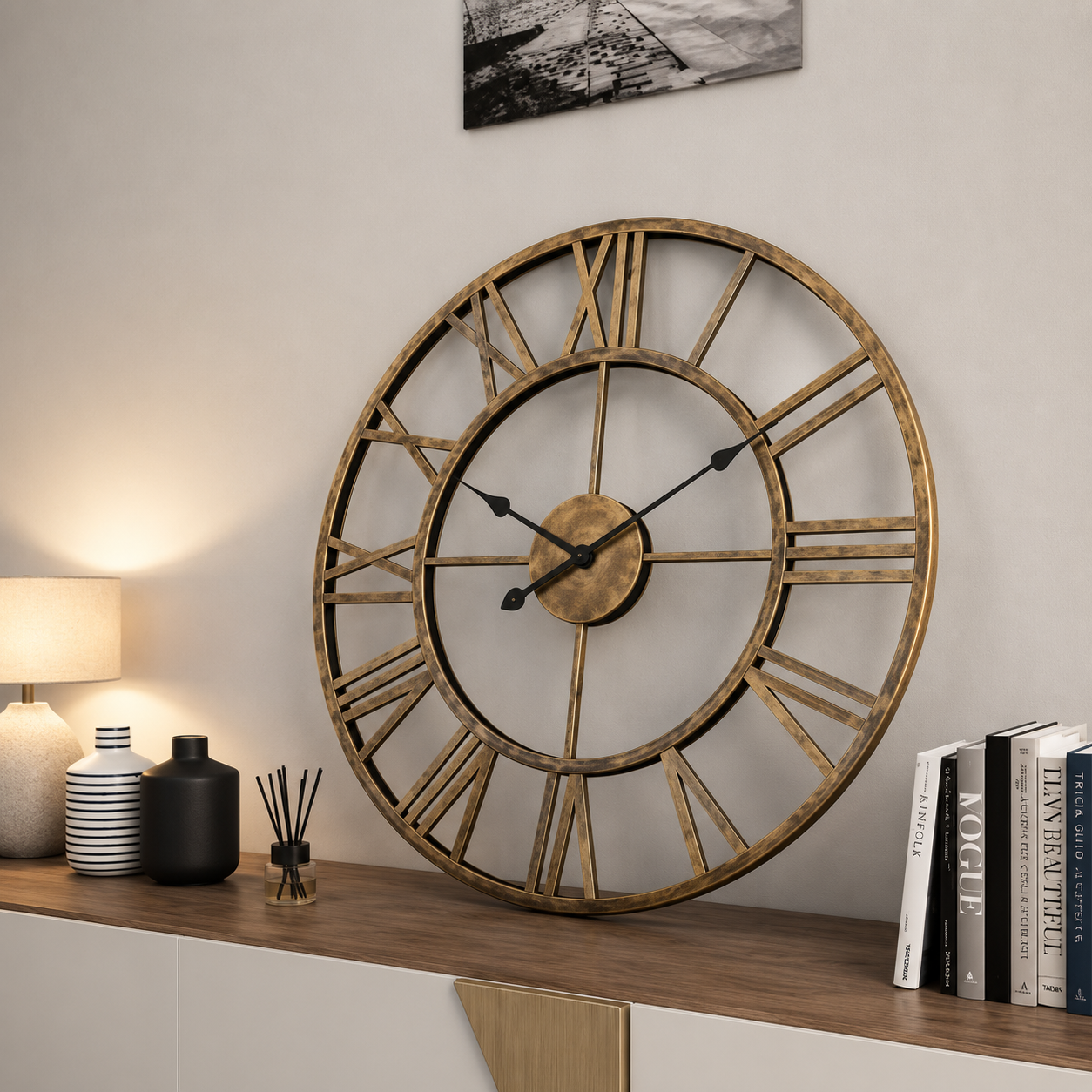 Craft2lance Roman Classic Metal Wall Clock Wall Hanging Clock, Art  Clock For Living Room Bedroom Dining Room Office Restaurant 18" - WYNAMIX store