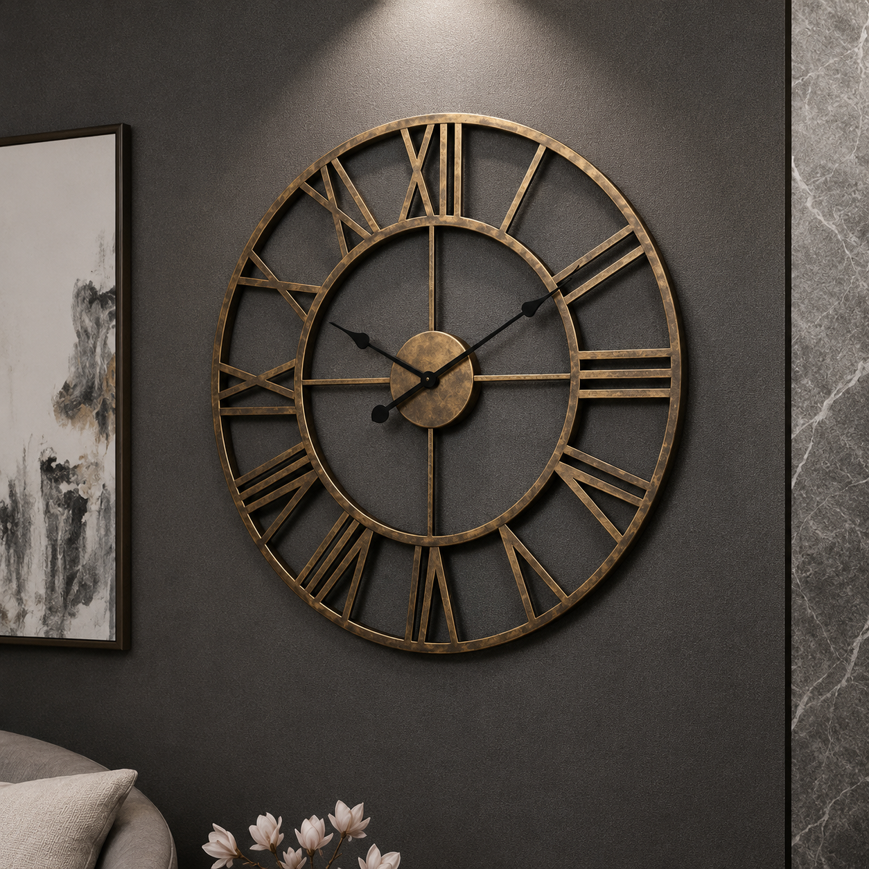 Craft2lance Roman Classic Metal Wall Clock Wall Hanging Clock, Art  Clock For Living Room Bedroom Dining Room Office Restaurant 18" - WYNAMIX store