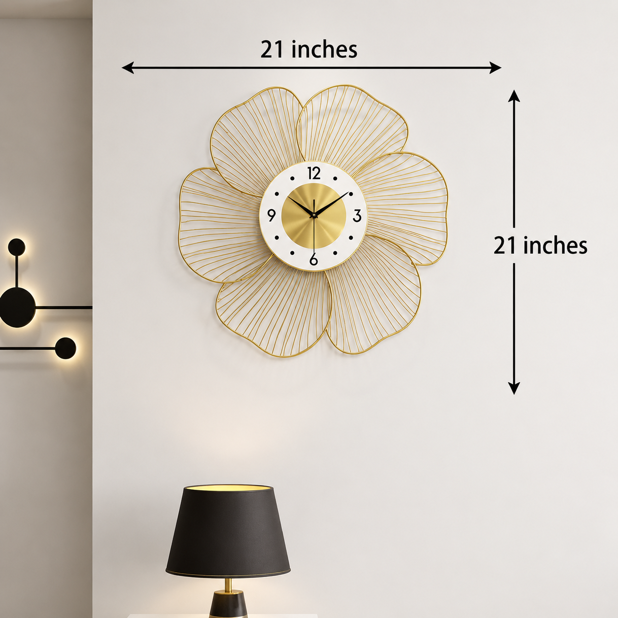 Modern Living Room Wall Decor Ideas  Minimalist Interior Design with Gold Wall Clock - WYNAMIX store