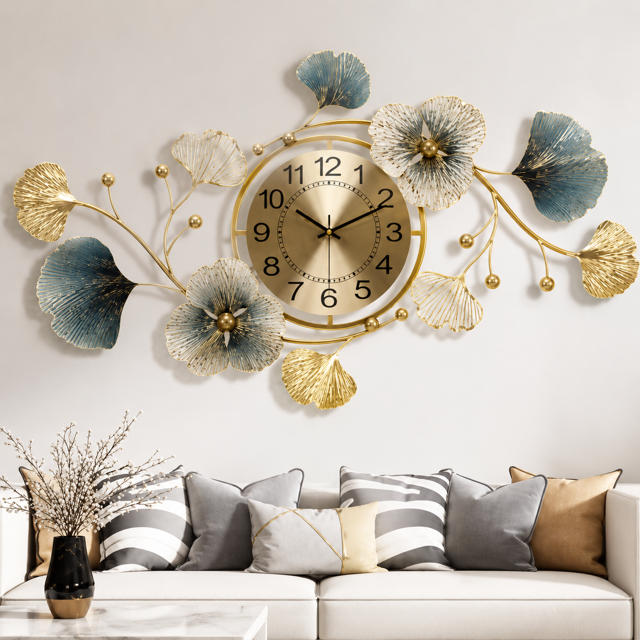 Metal Wall Clock - Antique Glossy Finish for Living Room Bedroom Decoration - Large 20 x 30 Inch Metal Wall Decor Clock - WYNAMIX store
