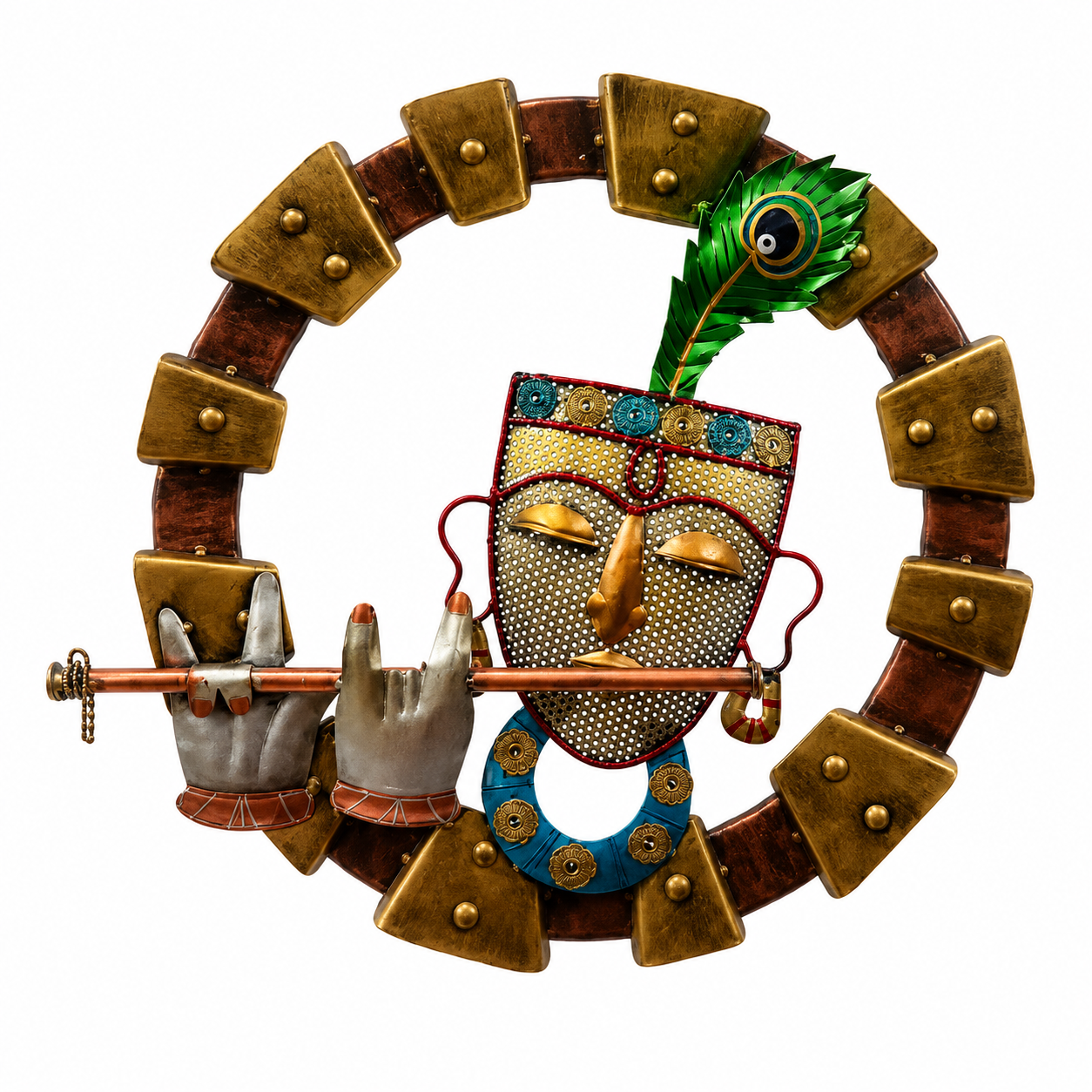 Metal Wall Art Krishna Playing Flute Bansuri  Wall Decor & Hangings - WYNAMIX store