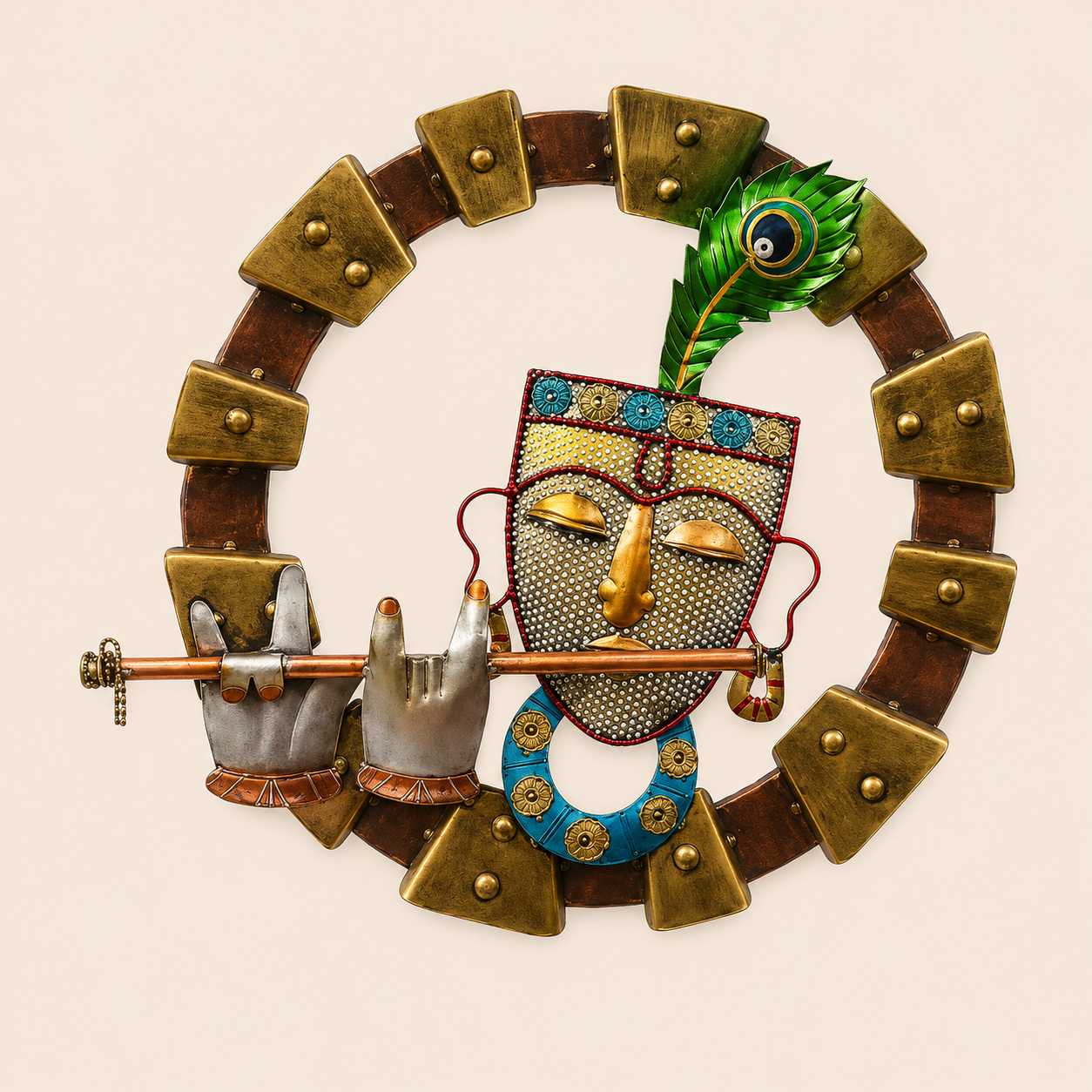 Metal Wall Art Krishna Playing Flute Bansuri  Wall Decor & Hangings - WYNAMIX store