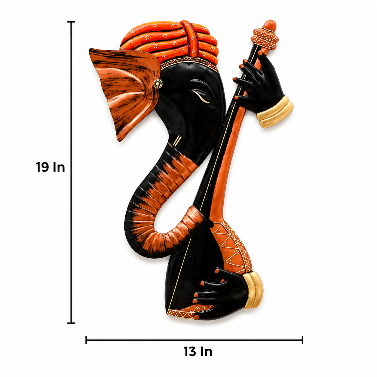 Metal Wall Art Ganesha Playing Sitar - WYNAMIX store