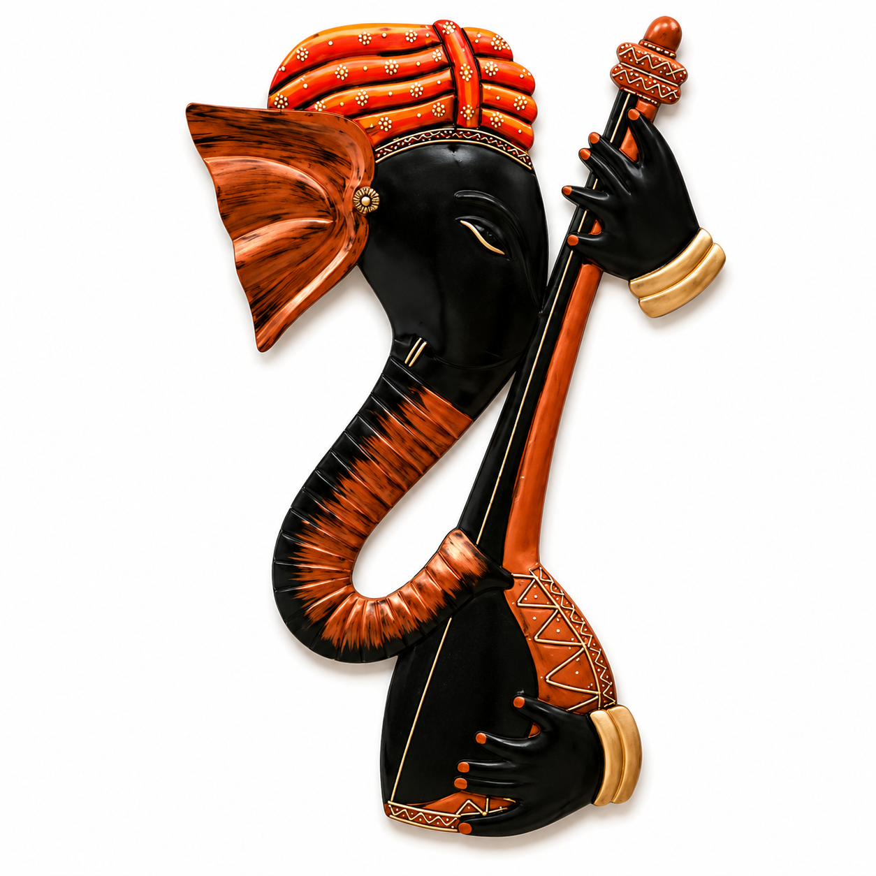 Metal Wall Art Ganesha Playing Sitar - WYNAMIX store
